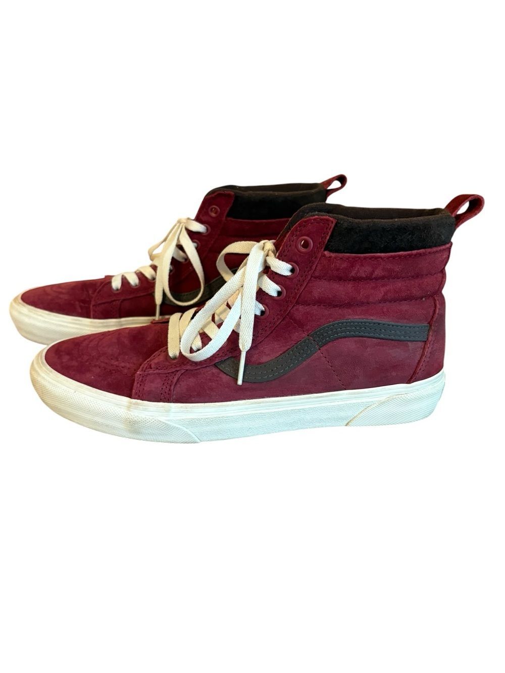 Vans SK8 Hi Burgundy Chocolate Hi Top Sneakers US Mens 8.5 Womens 10